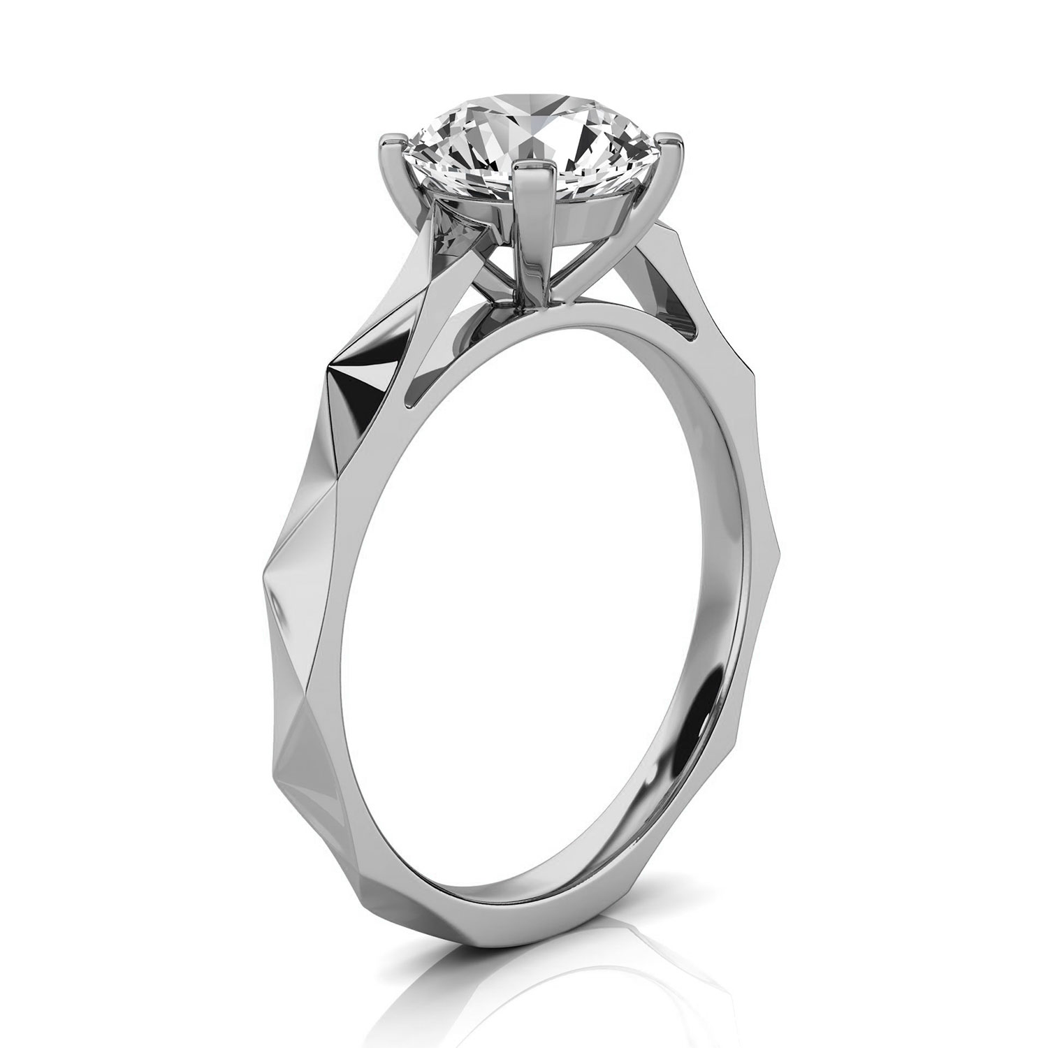 14K White Gold Mona Delicate 2 MM Solitaire Ring